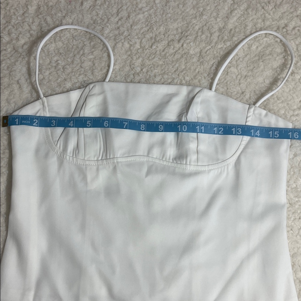 NWOT White Structured Satin Sheen Crop Spaghetti Strap Cami Top – Size Small - Picture 12 of 16
